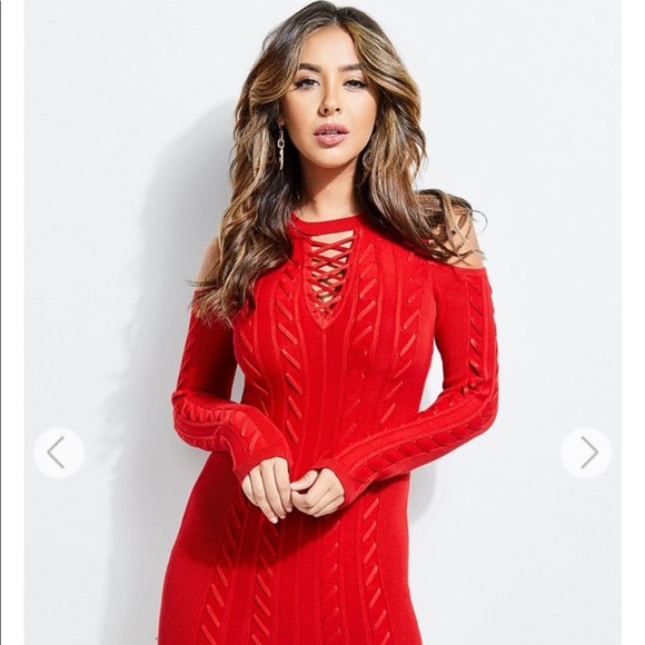 Guess Dresses & Skirts - Guess red laced up dress